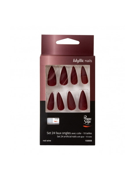 Set Faux Ongles Red Wine Idyllic Nails PEGGY SAGE